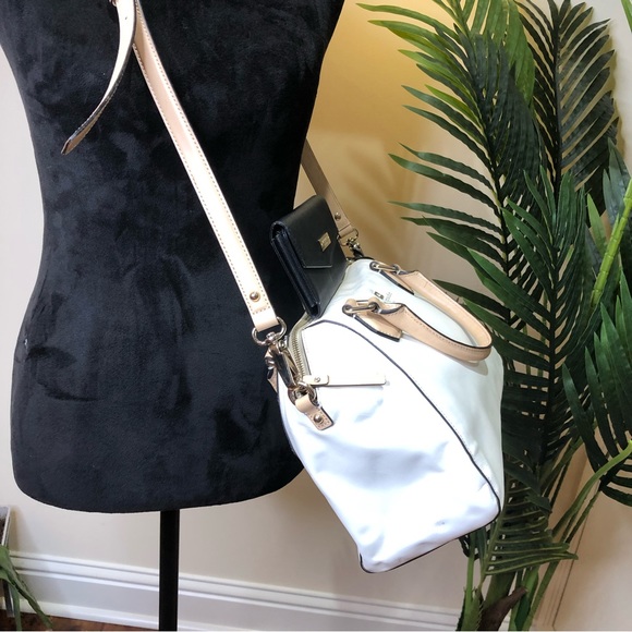 Kate Spade Off White Tan Pippa Parnell Street Leather Satchel Beige w/ Wallet - Picture 6 of 13
